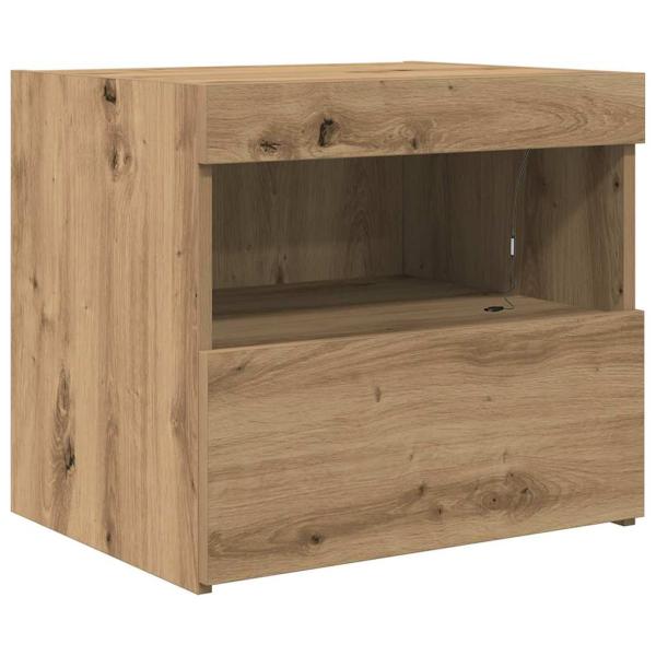 Nachttisch mit LED-Lichtern Artisan Eiche 50x40x45 cm