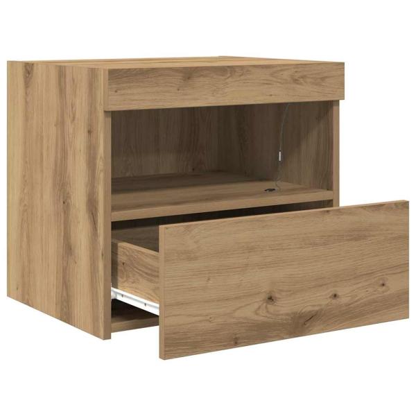 Nachttisch mit LED-Lichtern Artisan Eiche 50x40x45 cm