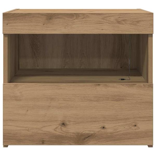 Nachttisch mit LED-Lichtern Artisan Eiche 50x40x45 cm