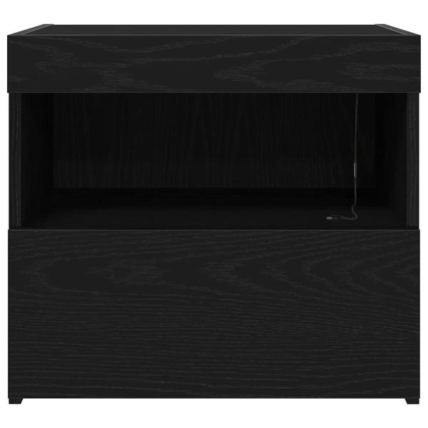Nachttisch mit LED-Lichtern Schwarz Eiche 50x40x45 cm