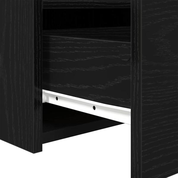 Nachttisch mit LED-Lichtern Schwarz Eiche 50x40x45 cm