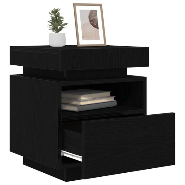 Nachttisch mit LED-Lichtern 2 Stück Schwarz Eiche 40x39x48,5 cm