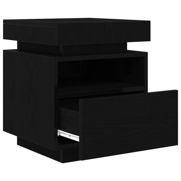 Nachttisch mit LED-Lichtern 2 Stück Schwarz Eiche 40x39x48,5 cm