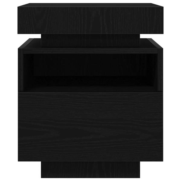 Nachttisch mit LED-Lichtern 2 Stück Schwarz Eiche 40x39x48,5 cm