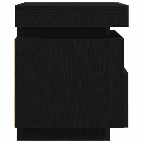 Nachttisch mit LED-Lichtern 2 Stück Schwarz Eiche 40x39x48,5 cm