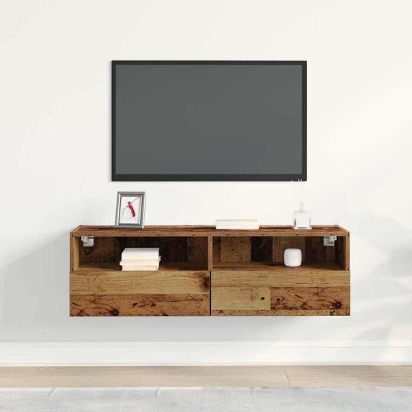 TV-Wandregal Alte Holz 100x30x30 cm Engineered Wood