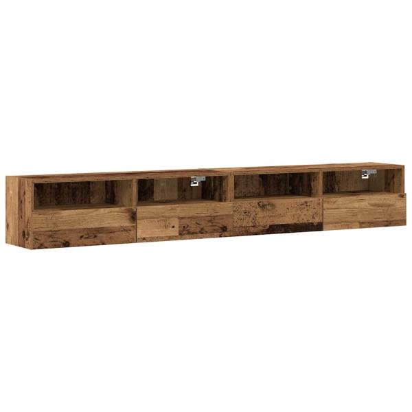 TV-Wandregale 2 Stück Alte Holz 100x30x30 cm Holzwerkstoff