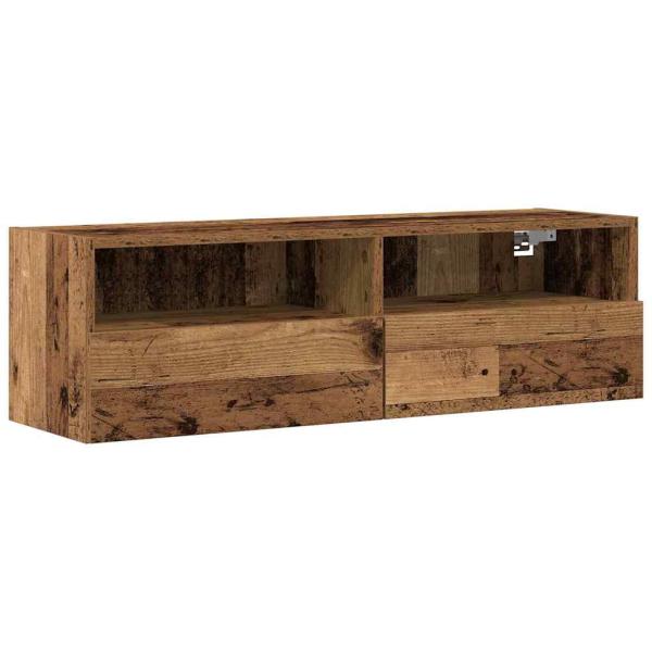 TV-Wandregale 2 Stück Alte Holz 100x30x30 cm Holzwerkstoff