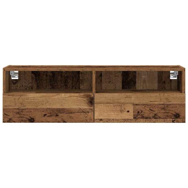 TV-Wandregale 2 Stück Alte Holz 100x30x30 cm Holzwerkstoff