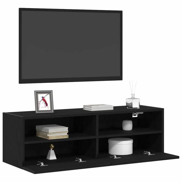 TV-Wandregale 2 Stück Schwarz Eiche 100x30x30 cm Holzwerkstoff