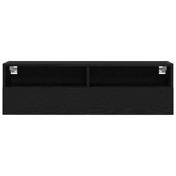 TV-Wandregale 2 Stück Schwarz Eiche 100x30x30 cm Holzwerkstoff