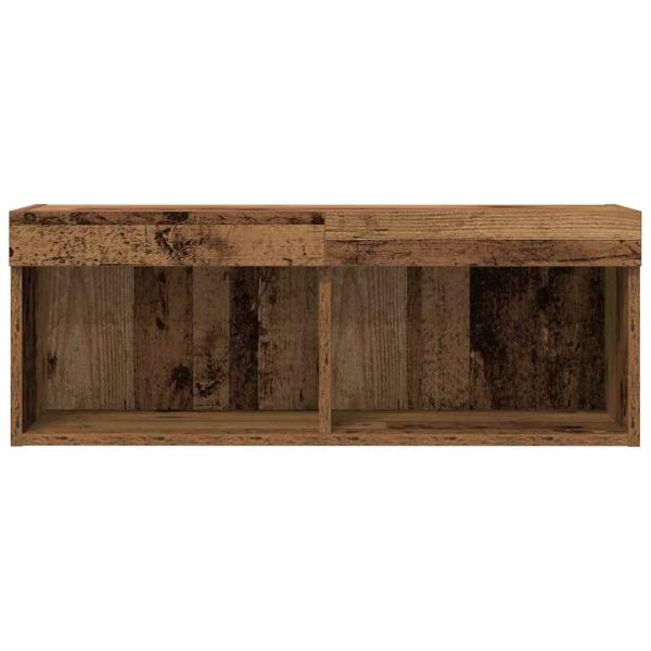 TV-Wandregal mit LED-Lichtern aus altem Holz 80x30x30 cm