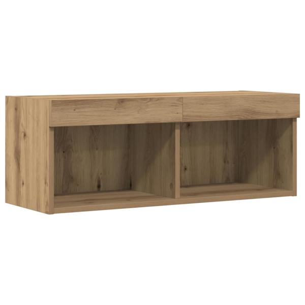 TV-Wandregal mit LED-Lichtern Artisan Eiche 80x30x30 cm