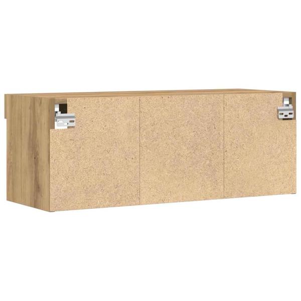 TV-Wandregal mit LED-Lichtern Artisan Eiche 80x30x30 cm