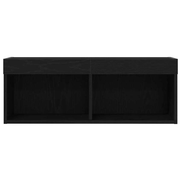 TV-Wandschrank mit LED-Lichtern Schwarz Eiche 80x30x30 cm