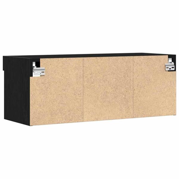 TV-Wandschrank mit LED-Lichtern Schwarz Eiche 80x30x30 cm