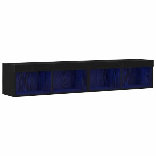 TV-Wandschränke mit LED-Lichtern 2 Stück Schwarz Eiche 80x30x30 cm