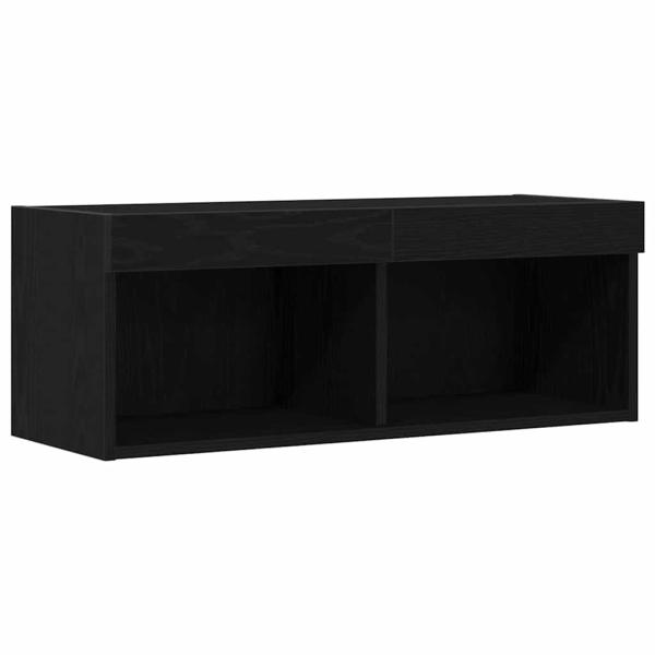 TV-Wandschränke mit LED-Lichtern 2 Stück Schwarz Eiche 80x30x30 cm
