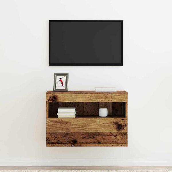 TV-Wandschrank mit LED-Leuchten Alte Holz 60x30x40 cm