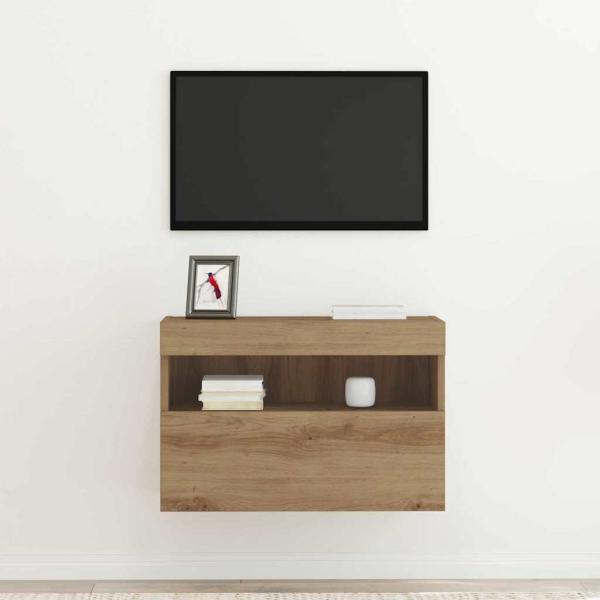 TV-Wandregal mit LED-Lichtern Artisan Eiche 60x30x40 cm