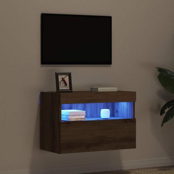 TV-Wandregal mit LED-Lichtern Artisan Eiche 60x30x40 cm