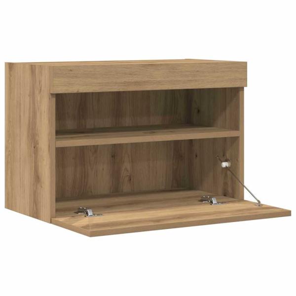 TV-Wandregal mit LED-Lichtern Artisan Eiche 60x30x40 cm