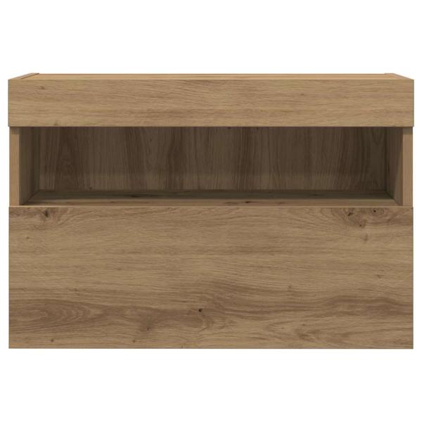 TV-Wandregal mit LED-Lichtern Artisan Eiche 60x30x40 cm