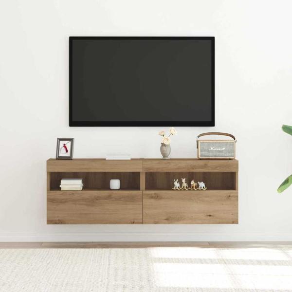 ARDEBO.de - TV-Wandregale mit LED-Lichtern 2 Stück Artisan Eiche 60x30x40 cm