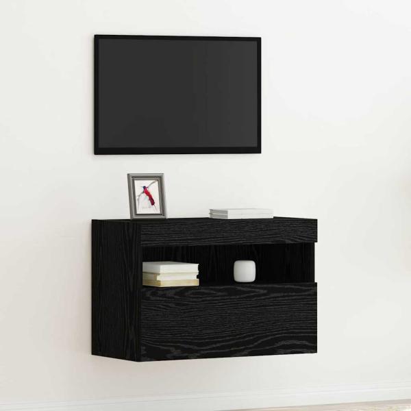 ARDEBO.de - TV-Wandschrank mit LED-Lichtern Schwarz Eiche 60x30x40 cm