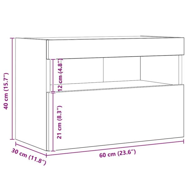 TV-Wandschrank 60 x 30 x 40 cm Schwarz Eichen-Optik