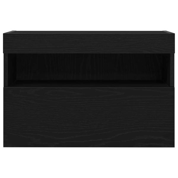 TV-Wandanlagen mit LED-Leuchten 2 Stück Schwarz Eiche 60x30x40 cm