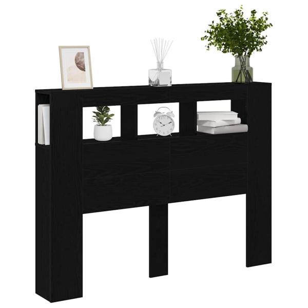 LED Kopfteil Schwarz Eiche 140x18,5x40 cm Holzwerkstoff