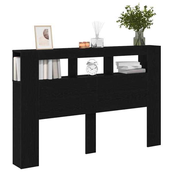 LED Kopfteil Schwarz Eiche 160x18,5x45 cm Holzwerkstoff
