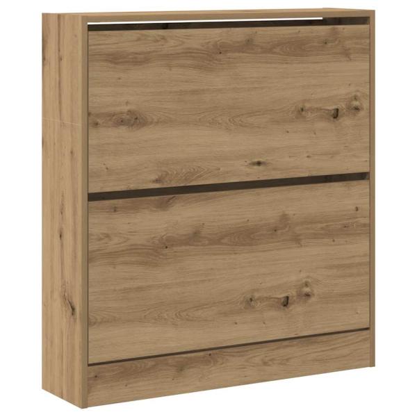 Schuhschrank mit Klappschublade, geräucherte Eiche 80x21x87,5 cm