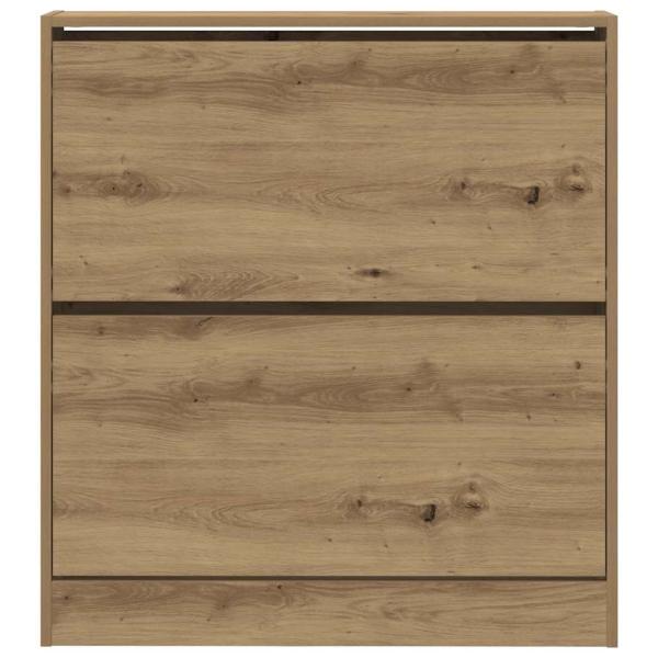 Schuhschrank mit Klappschublade, geräucherte Eiche 80x21x87,5 cm