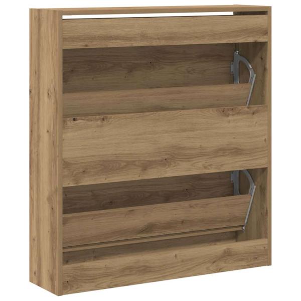 Schuhschrank mit Klappschublade, geräucherte Eiche 80x21x87,5 cm