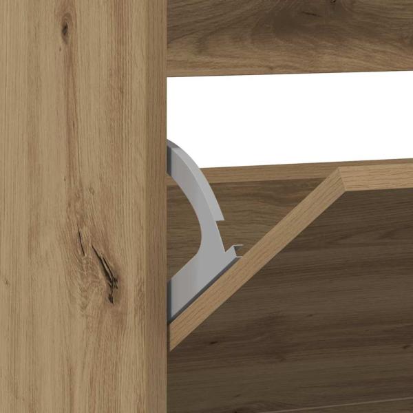 Schuhschrank mit Klappschublade, geräucherte Eiche 80x21x87,5 cm
