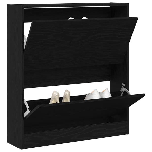 Schuhschrank mit Klappschublade Schwarz Eiche 80x21x87,5 cm