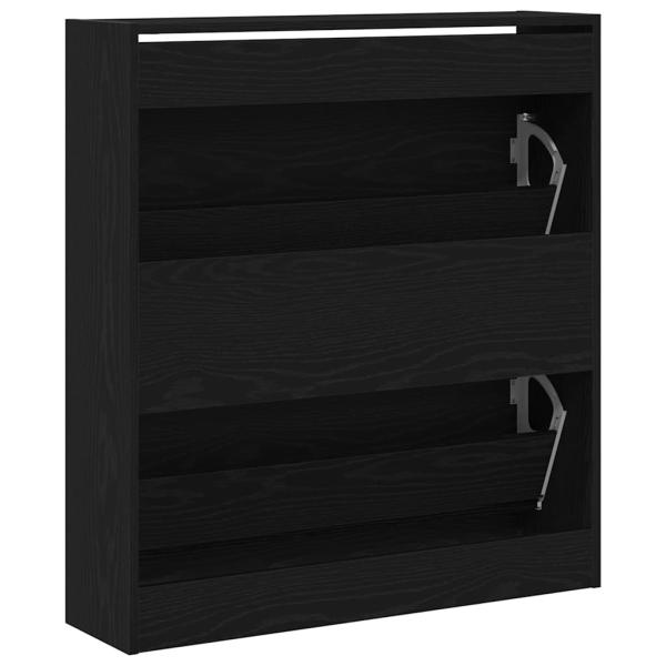 Schuhschrank mit Klappschublade Schwarz Eiche 80x21x87,5 cm