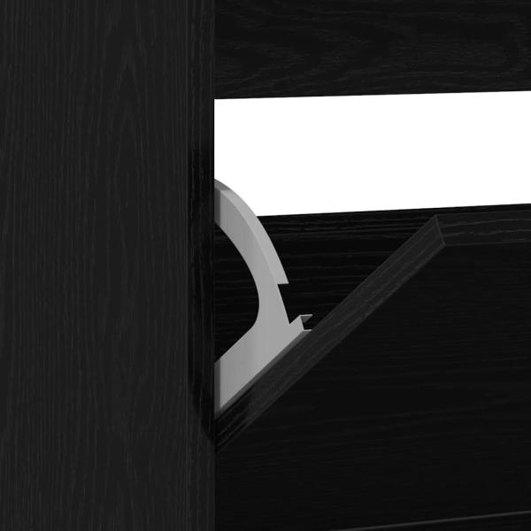 Schuhschrank mit Klappschublade Schwarz Eiche 80x21x87,5 cm