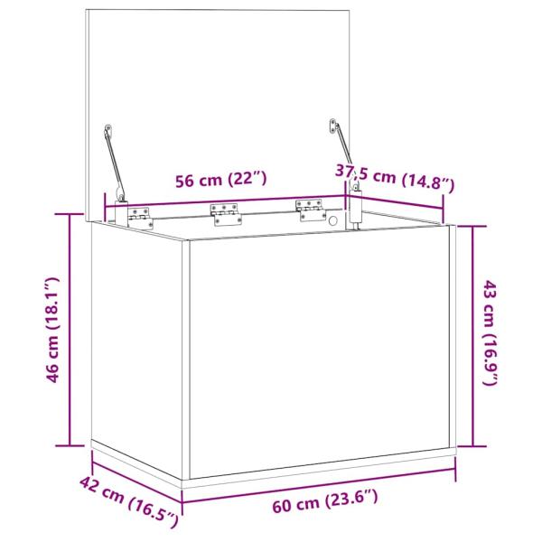 Aufbewahrungsbox mit Deckel Schwarz Eiche 60x42x46 cm Ingenieurholz