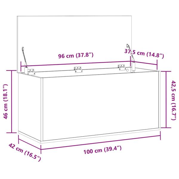 ARDEBO.de - Aufbewahrungsbox mit Deckel Alteiche 100x42x46 cm Ingenieurholz