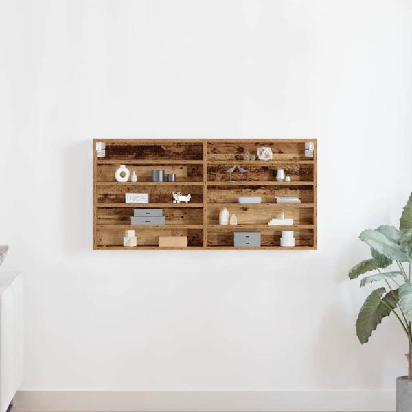 Wandregal im Vintage-Stil aus Altholz und Holzwerkstoff