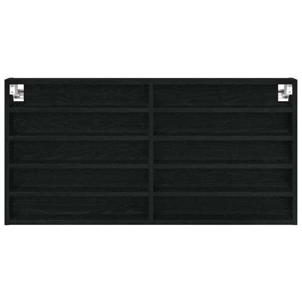 Wandmontierter Vitrinenschrank Schwarzer Eichenholzwerkstoff