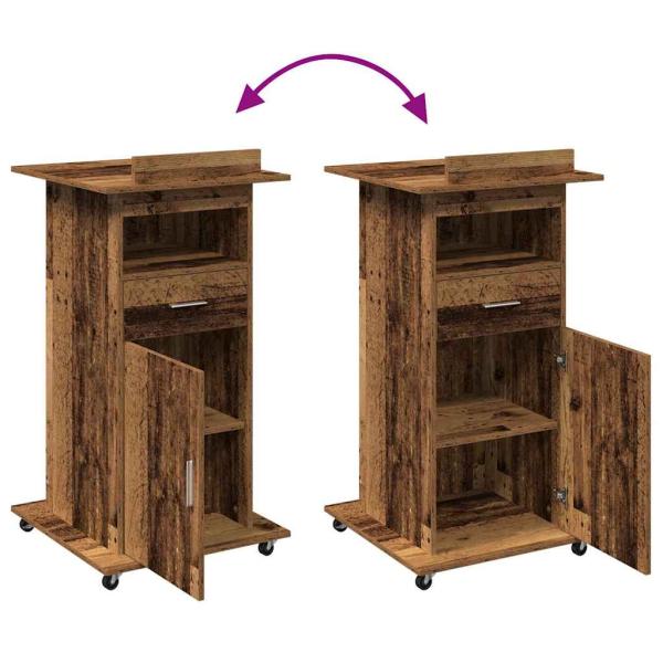 Rednerpult mit Rollen Alte Holzwerkstoff