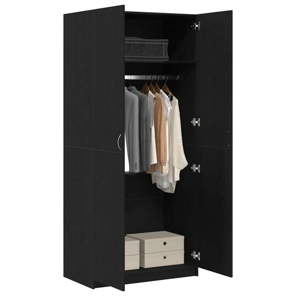 Kleiderschrank Schwarz Eiche 90x52x200 cm Holzwerkstoff