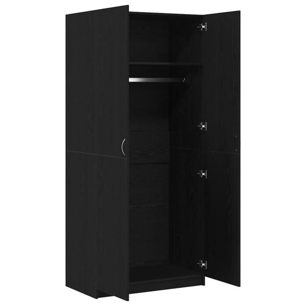 Kleiderschrank Schwarz Eiche 90x52x200 cm Holzwerkstoff