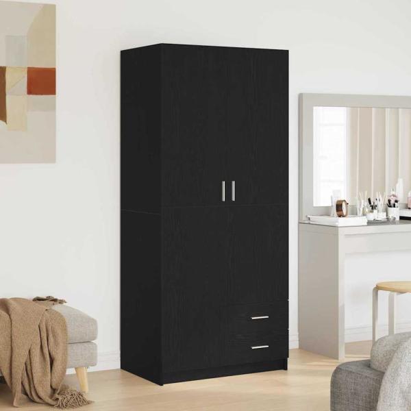 ARDEBO.de - Kleiderschrank Schwarz Eiche 80x52x180 cm Ingenieurholz