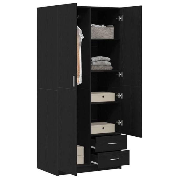 Kleiderschrank Schwarz Eiche 80x52x180 cm Ingenieurholz