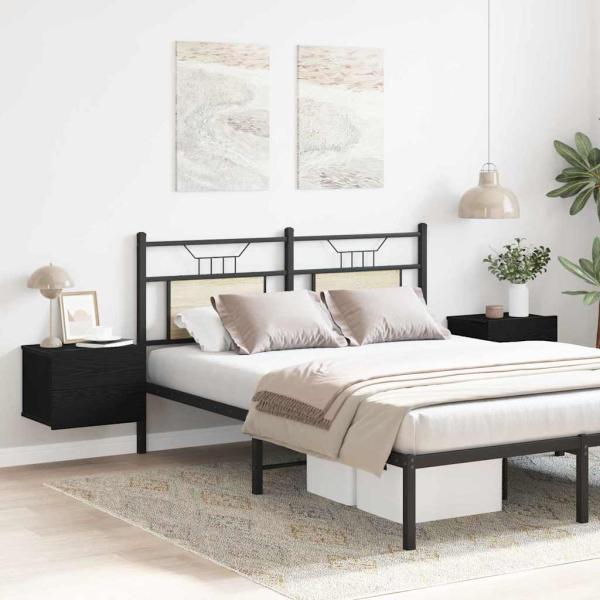 ARDEBO.de - Nachttische 2er Set Schwarz Eiche 40x30x30 cm Holzwerkstoff